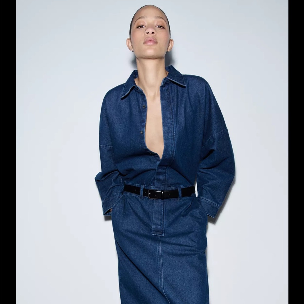 Women's Blue Denim Dress ZW collection - Picture 1 of 6